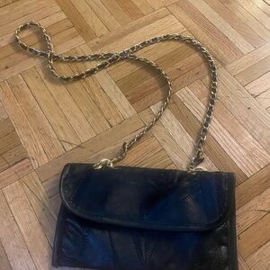 Real mini Black Leather Chain Strap Bag